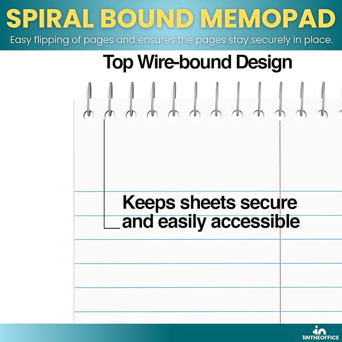 1InTheOffice Spiral Steno Pads, 6 x 9 in, Gregg-Ruled, White, 80 Sheets per Pad, Spiral Note Pads, 12 Pack