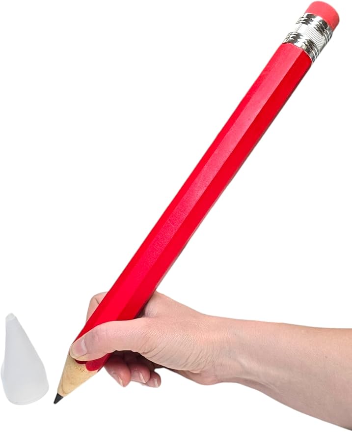 Zugar Land Giant Pencil 15" (4 Colors Available: Orange, Yellow, Blue and Green) Real Wood. Already Sharpened. Large Wooden Jumbo Pencils with Pink Top Erasers (4 Pack (4 Colors))
