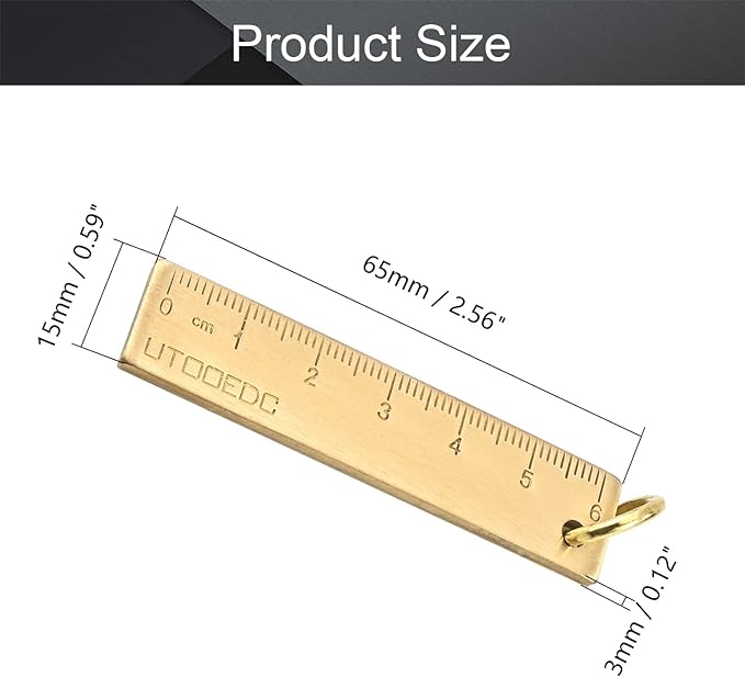 Utoolmart Brass Straight Ruler, 6cm / 2.4-inch Metric Scale Ruler, Measuring Tool for Engineering Office Architect and Drawing