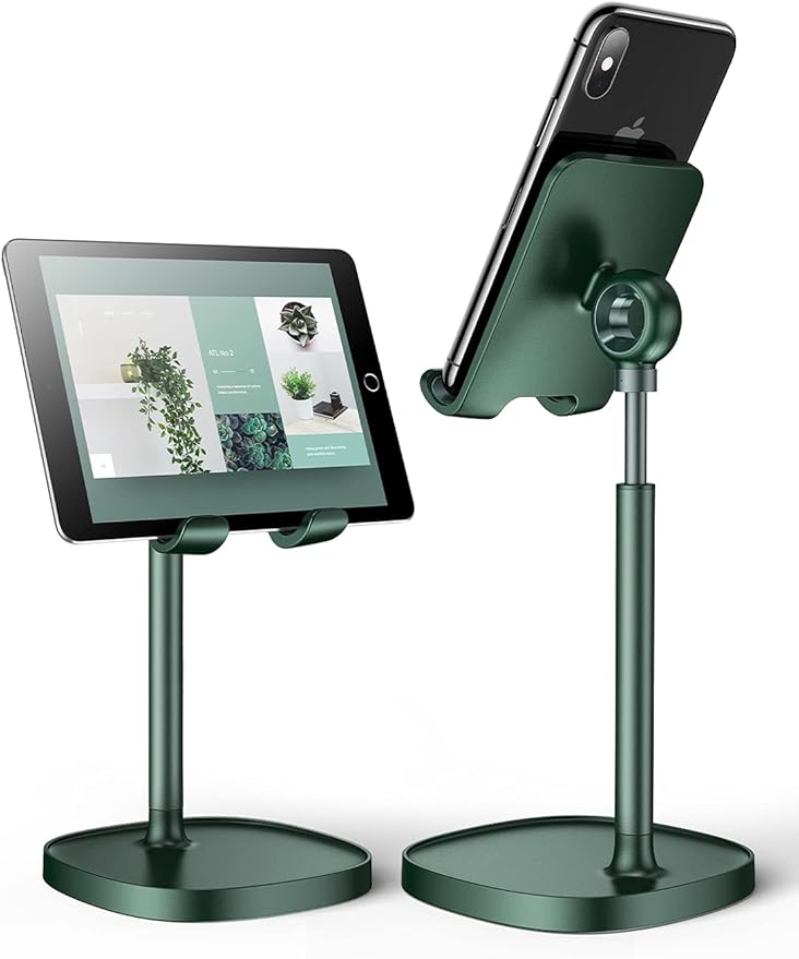 LISEN Green Office Accessories and Decor, Green Phone Stand Computer Office Fun Desk Accessories Bathroom Essentials Desk Accessories for Kindle Stand Moms Gift Birthday Decorations 4-10 inch