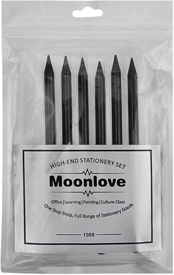 6 PCS Professional Woodless Charcoal Pencil Artist Sketching Drawing Pencil Graphite Sketch Pencils Charcoal Sticks Art Pencil Set for Drawing Shading Sketching 6 Grades of Graphite HB 2B 4B 6B 8B EE