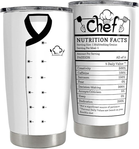 Chef Tumbler 20oz Stainless Steel Insulated Tumblers Coffee Travel Mug Cup Chefs Gifts for Birthday, Christmas, Cook Lovers
