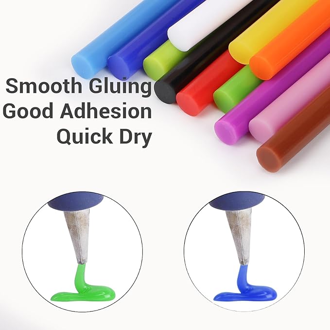 ENPOINT Colored Hot Glue Sticks, 8" Long x 0.27" Dia Mini Glue Sticks for Hot Glue Gun, Sealing Wax Sticks for Wax Seal Stamp Crafting DIY Art Repair, Mini Glue Sticks Bulk Classroom 36pcs