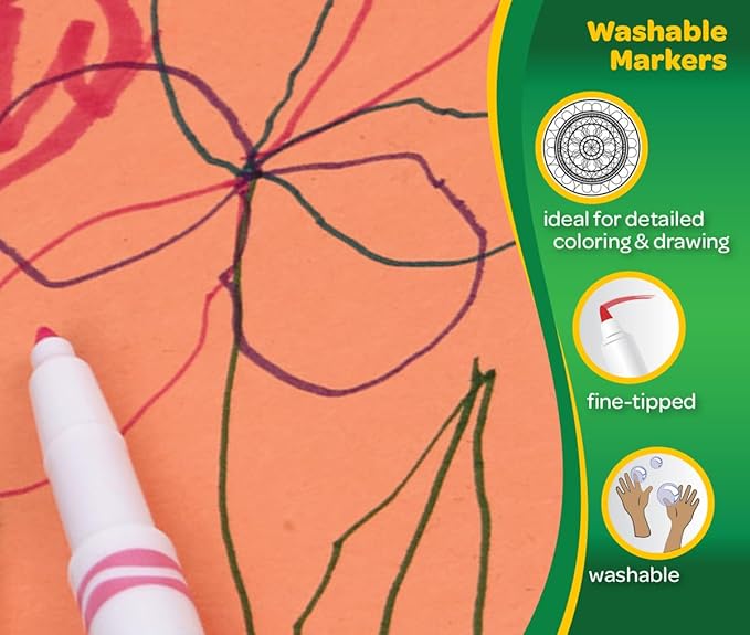 Crayola Ultra Clean Fine Line Washable Markers (40ct), Colored Markers for Kids, Fine Tip, Coloring Book Art Supplies, Gifts for Kids, Ages 3, 4, 5 (Pack of 10)