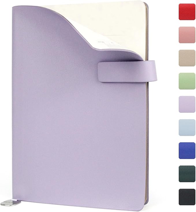 Softsided Notebook - 5.7"x 8.4" - upgraded texture, classic line design, paper for smooth writing, elegant hangtag detail, with box, perfect for both gift and personal use(Light Purple)