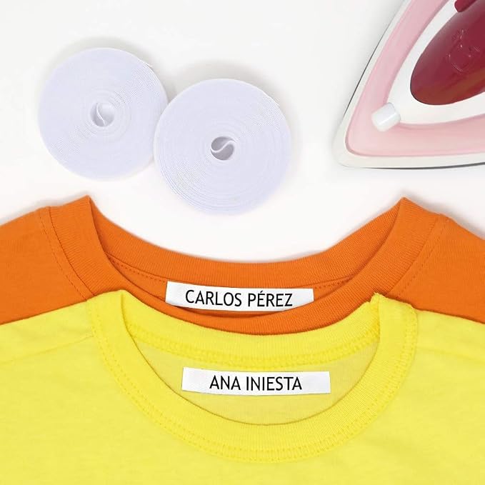 Iron On Name Tags for Clothes: Customizable Fabric Labels, Safe for Kids' School Uniforms, Baby Clothing (36-Pack)