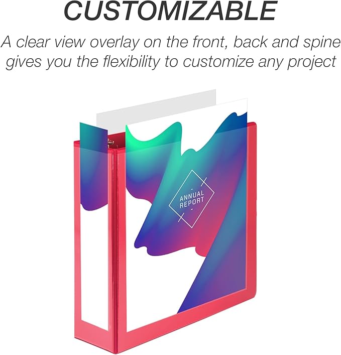 Samsill 4 Inch 3 Ring Binder, Economy Round Ring, Clear View Cover, 675 Sheet Capacity - for Schooo, Home, Office - Ruby Red
