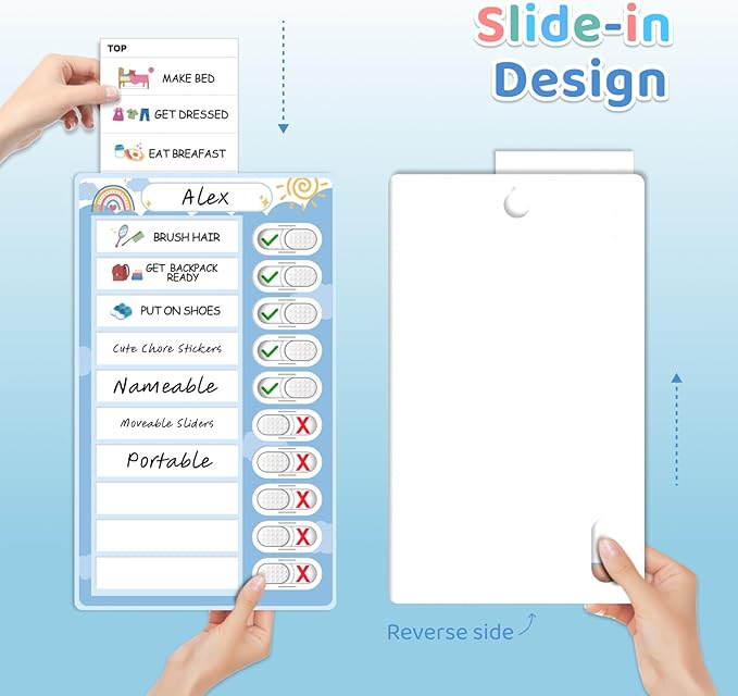 2 in 1 Namable Chore Chart for Kids, Dry Erase Morning/Bedtime Routine Chart for Kid for Refrigerator, Magnetic Visual Schedule for Kid Toddlers to Do List Checklist for Kids