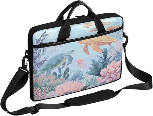 Sea Turtle Coral Laptop Sleeve Case for 13-15 inch Computer Bag Protective Laptop Handle Bag for Women Men