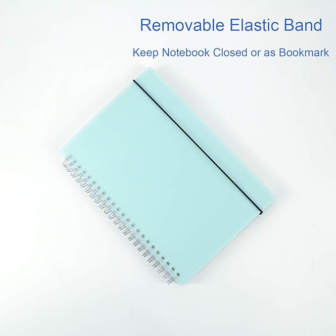 3 Pack A5 Spiral Graph Notebook with 120gsm Thick Paper, Grid Spiral Notebook with Plastic Hardcover and Elastic Band Closure, 80 Sheets Per Pack 5.7x 8.3 inches