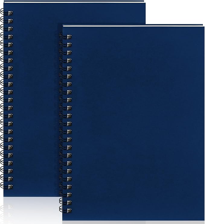 Yahenda 2 Pcs Spiral Notebooks, 1 Subject, Wide Ruled, Deep Blue