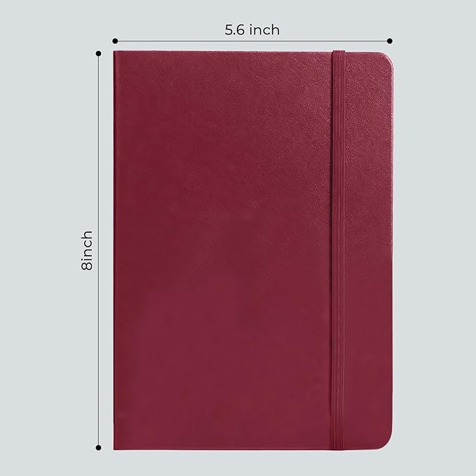 M&G Dotted Journal Notebook, 160 Pages A5 Hardcover Leather Journal for Men Women, 100GSM Thick College Ruled Paper for School and Work Note Taking 5.6" x 8", Burgundy