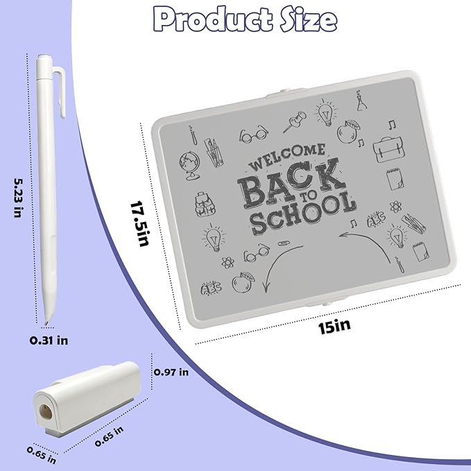 Pbooo Dry Erase White Board 15x17.5 Inches with Magnetic Pen (No Ink Needed) & Felt Eraser, Portable Desktop Whiteboard with Stand for Office, Home, School, Kids Drawing