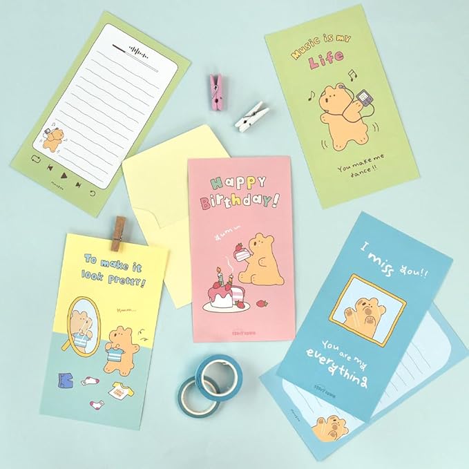 Monolike Storytown Momo Mini Letter Paper and Envelopes Set - 8Type, 32 Letter Paper + 16 Envelopes