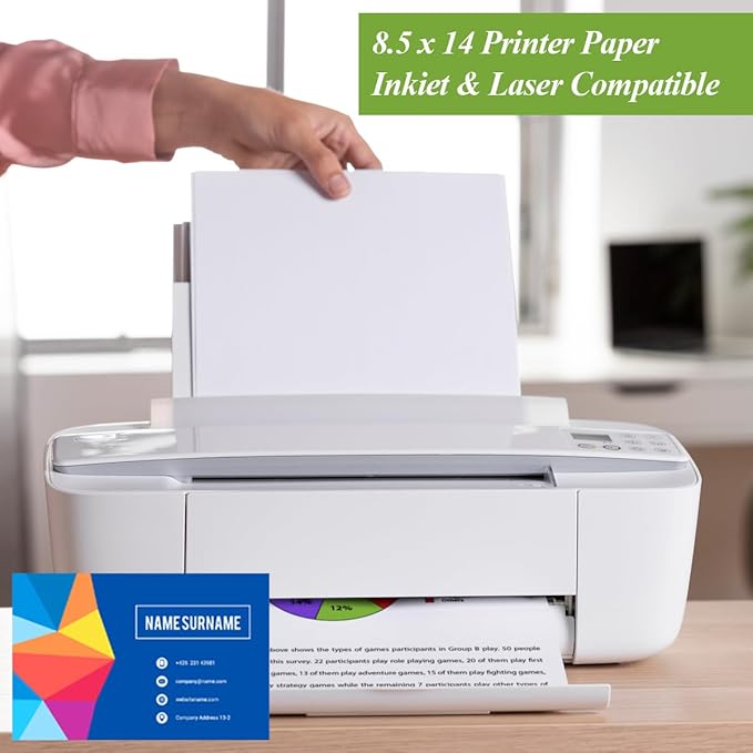 (3-Pack) 8.5" x 14" Printer Paper - 150 Sheets/300 Pages Blank Paper, 100Gsm Copy Papers, Legal Size Printing in Office/School/Home