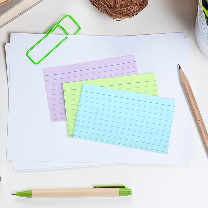 Fainne 2100 Pcs Colored Index Cards Bulk Neon Ruled Note Cards with Lines for Studying Rainbow Pad Index Notecards for Studying School Supply College Office(3 x 5 Inch,Light Color)