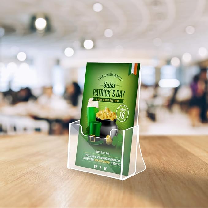 NIUBEE 2 Pack 8.5'' x 5.5'' Acrylic Bi-fold Brochure Holder,Clear Plastic Counter top Flyer Organizers