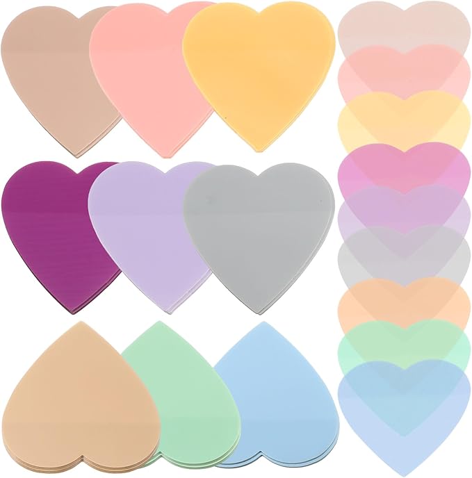 Jetec 900 Sheets Transparent Sticky Notes 18 Translucent Sticky Notes Clear See Through Memo Pad Colorful Self Adhesive Notepads for Notebook Bible Vision Board Office School(Heart,Cute Color)