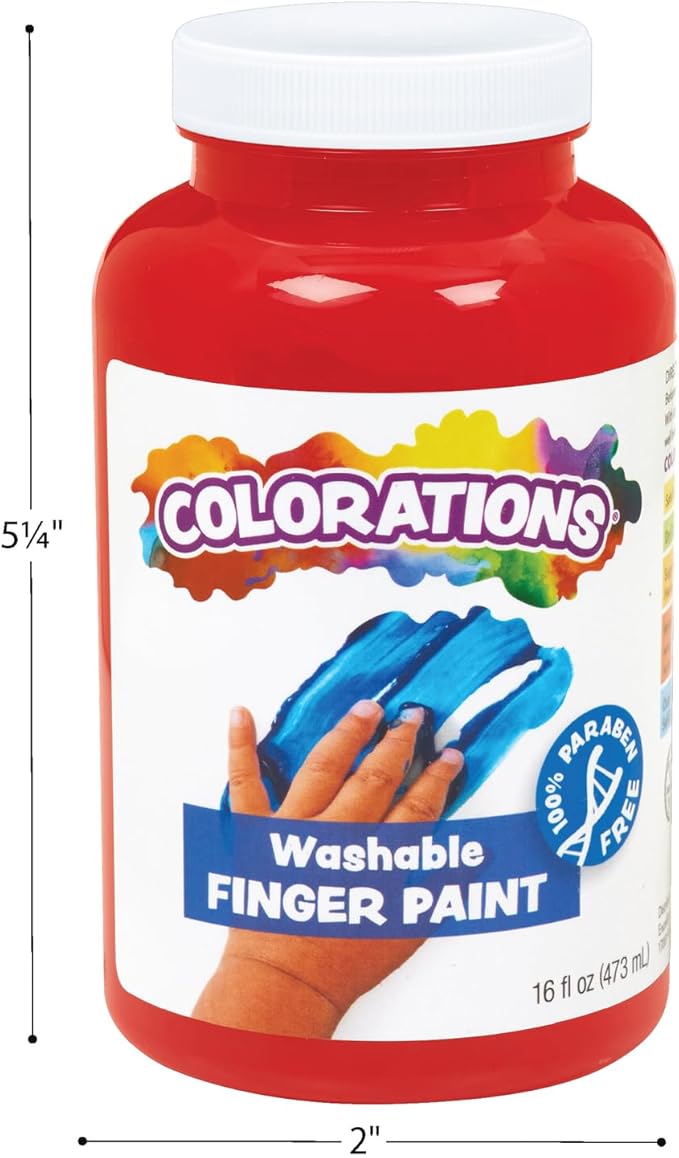 Colorations Washable Finger Paint for Kids, Each 16 fl oz, 4 Colors, Non-Toxic Paint, Kids Finger Paint,Sensory Finger Paint, Kids Paint, Hand Painting, Kids Fingerpaint, Finger Paint for Toddlers