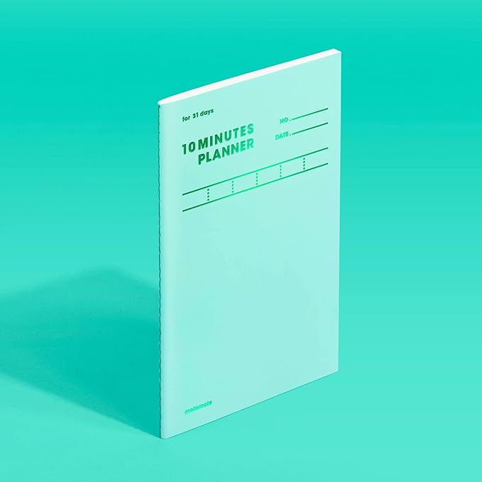 motemote 10-Minute Planner 31 DAYS – Undated Daily Planner with Time Blocking, Goal Setting & Reflection – Boost Productivity & Build Better Habits in Just 10 Minutes a Day, Lightweight & Portable, Study Plan, Color Chip Edition (Greenery)