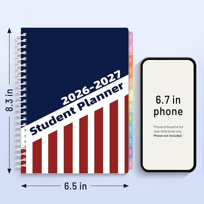 Student Planner 2026-2027, SUNEE Middle or High School Datebooks Student Planner for Academic Year Jul. 2026 - Jun. 2027, 6.5" x 8.3" Lesson Plan Book with Bookmark, Planning Stickers, Academic Color