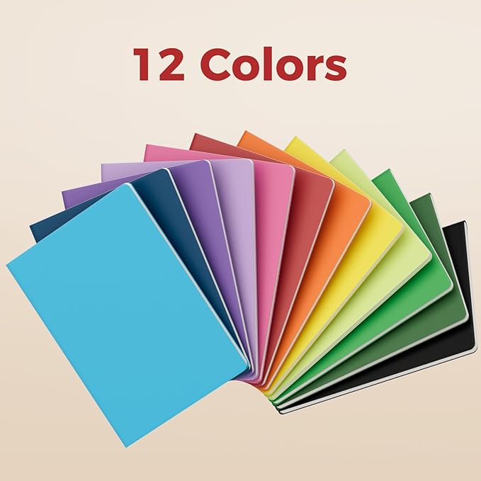 Large Colorful Blank Notebook Journals Bulk with Thick Unlined Paper, 8.5x11 inch, 60 Pages, Journal Set for Travelers Students Office, Sketchbook Composition Diary Subject Notebooks, 12 Pack