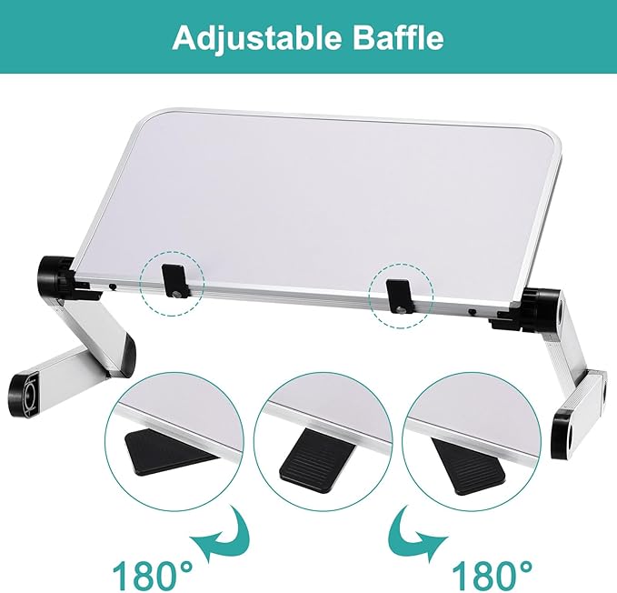 PATIKIL Adjustable Book Stand for Reading, Book Holder with Page Clips Adjustable Angle for Laptop Book Magazine Tablet, White