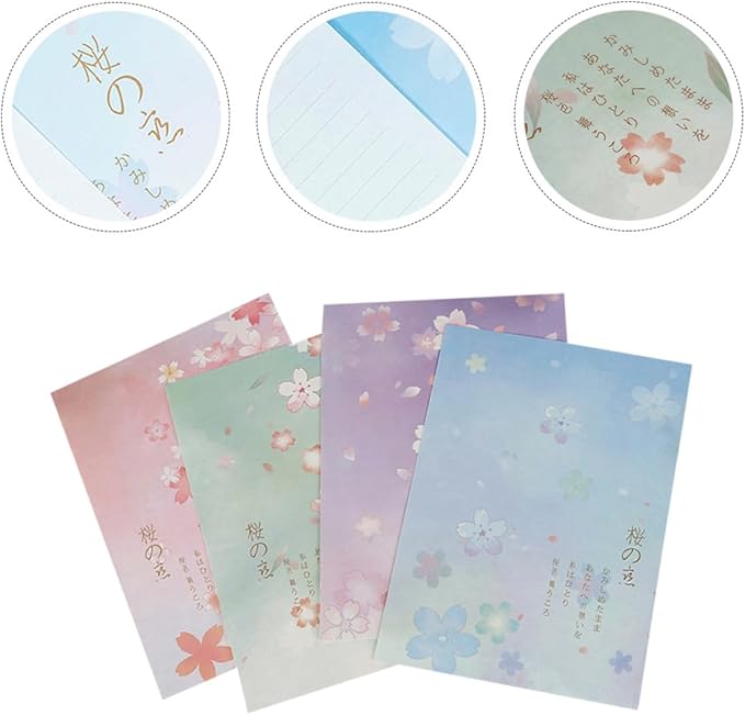 MAGICLULU Blossoms Pattern Writing Paper Set 40pcs B5 Japanese Style Stationery Letter Paper for Writing and Printing Vintage Floral Design Office and School Supplies