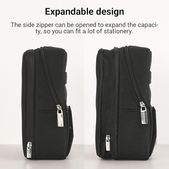 KOKUYO Pencil Case Pouch, Standing Pen Pouch Bag, Foldable Magnetic Stand up Phone Pencil Holder Organizer, Large Capacity Portable Pencil Box for Office, Home & College Use. (Mag Critz Neo - Black)
