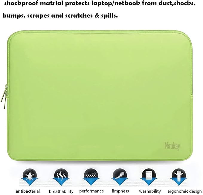 Laptop Case 15.6 Inch, Resistant Neoprene Notebook Computer Pocket Case/Tablet Briefcase Carrying Bag Compatible for Asus Fujitsu HP Sony - (LightGreen)