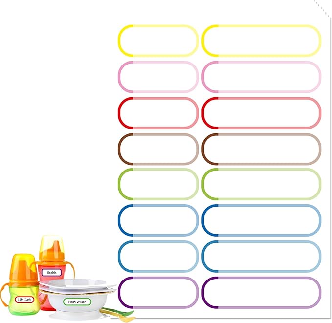 128 Pcs Waterproof Daycare Labels – Reusable Baby Bottle Name Labels, Kids School Name Stickers for Lunch Boxes, Water Bottles & Supplies