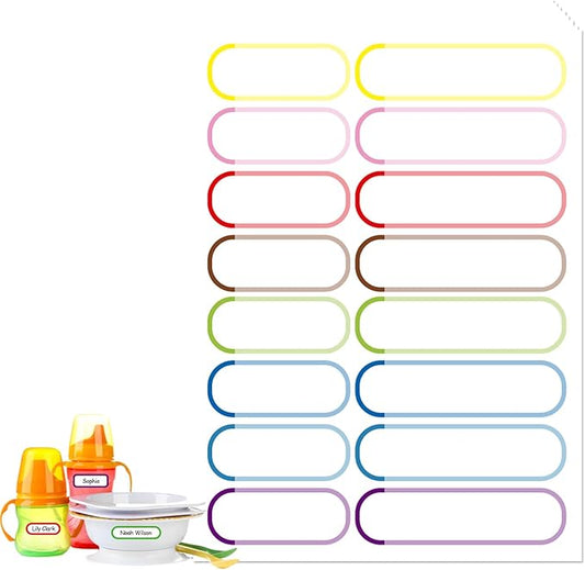 128 Pcs Waterproof Daycare Labels – Reusable Baby Bottle Name Labels, Kids School Name Stickers for Lunch Boxes, Water Bottles & Supplies