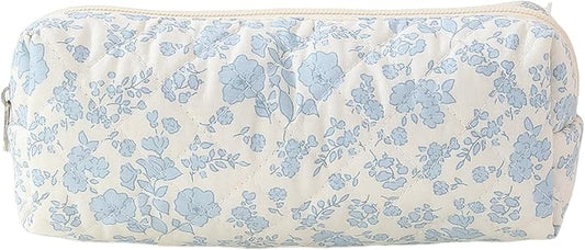 Cute Mini Quilted Makeup Bag for Women Travel Cosmetic Bags Lightweight Coquette Aesthetic Floral Toiletry Organizer Case (Floral#01)