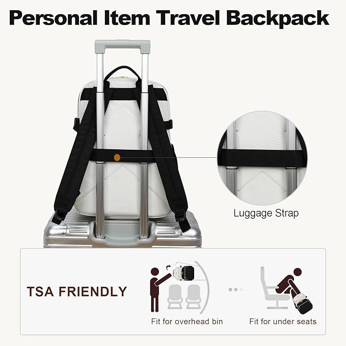 VANKEAN Laptop Backpack for Women with Giant Tumbler Holder Pocket,17.3 inch School College Book Bag Nurse Teacher Backpack,Waterproof Work Travel Backpack Purse Laptop Computer Bag, Bags Beige-Black