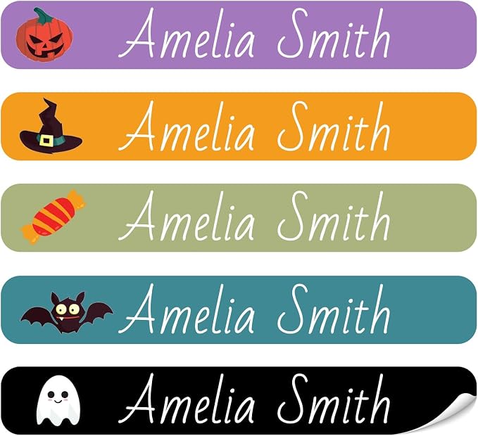 100 Pcs Personalized Name Labels for School Supplies Custom Waterproof Name Stickers Customized Daycare Water Bottles Pencil Labels(Halloween)