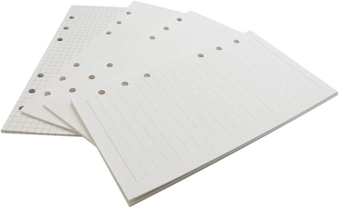 Zelten Refills/Loose Leaves for A6 Cover Ring Binder/Personal Organizer/Planner(A6 6 Holes, Ruled, Dotted, Blank, Squared 4 in 1)