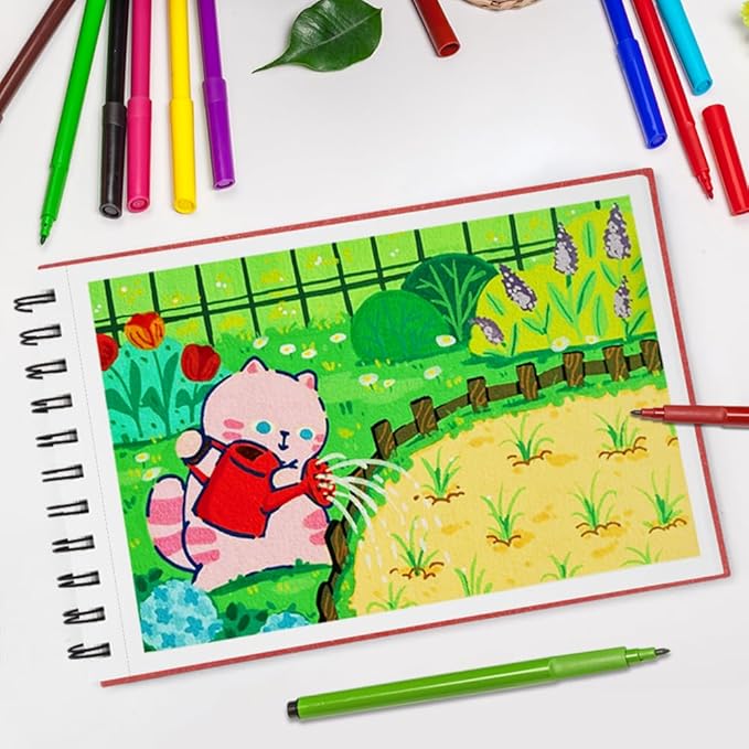 8.3" x 5.8" Hardcover Sketchbook,Top Spiral Bound Mixed Media Sketch Pad,60 Sheets 92lb/150 GSM Acid-Free Drawing Paper,Small Travel Artist Journal Notebook for Adults Beginners,Art Supplies.Red