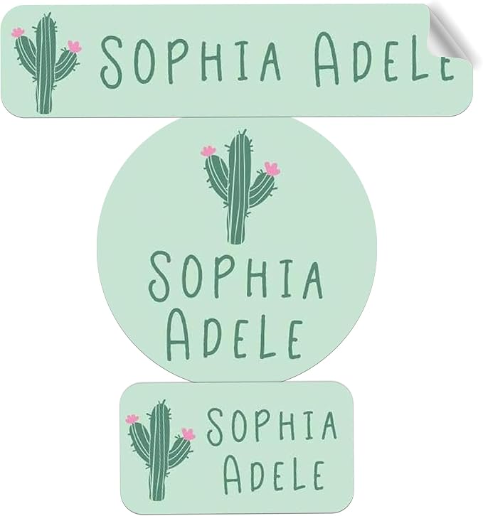 Label Daddy Personalized Name Labels for School, Cactus Design | Waterproof Name Tags for Kids, Washable Custom Daycare Labels, Clothing, Lunch Boxes, Water Bottles and More, 128 Ct & 256 Ct