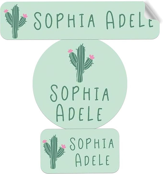 Label Daddy Personalized Name Labels for School, Cactus Design | Waterproof Name Tags for Kids, Washable Custom Daycare Labels, Clothing, Lunch Boxes, Water Bottles and More, 128 Ct & 256 Ct