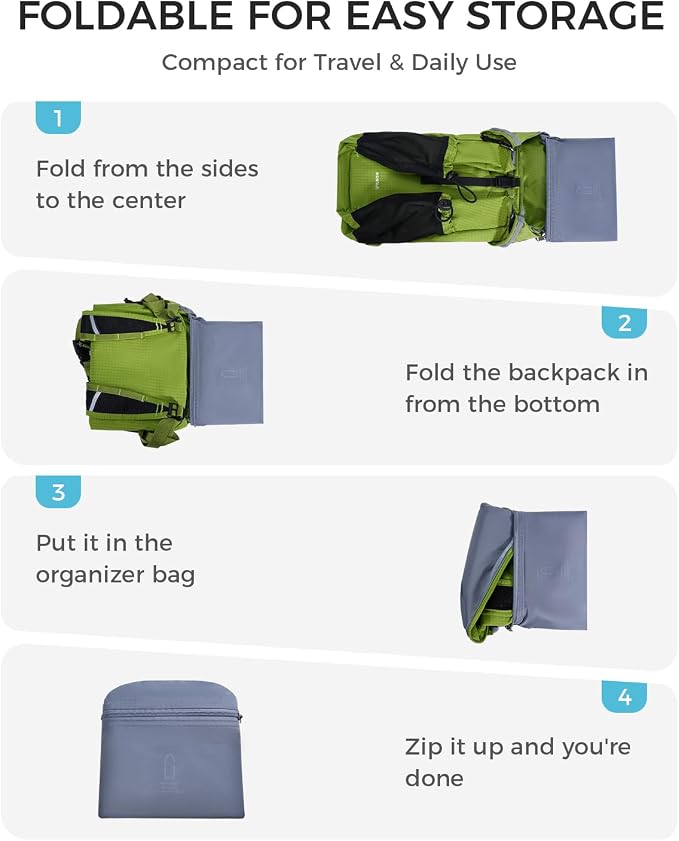 ECOHUB 15L Ultra-Lightweight Packable Backpack, Casual Daypack for Daily Use, Small Hiking & Travel, Foldable Backpack, Water-Resistant Nylon, Reflective Design