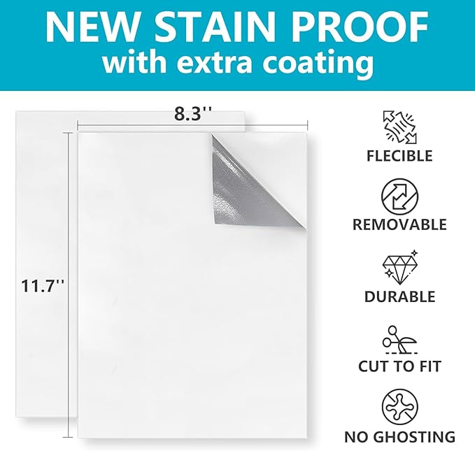 Dry Erase Board Sticker- Whiteboard Stickers-8.3''x11.7'' Removable Dry Erase Sheets- Fridge Dry Erase Paper for Wall/Desk/Refrigerator/Door/Locker/Home/Office/Classroom (White-10 Pcs)