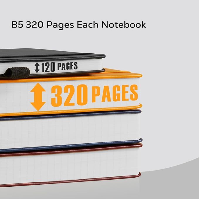 FOCUS DAY Journal Notebooks College Ruled, Thick Notebook Journal with 100GSM Paper, B5 Large Lined Notebook Journal for Women & Men, 7.1'' X 10'', 320 Pages, Black Leather Notebook