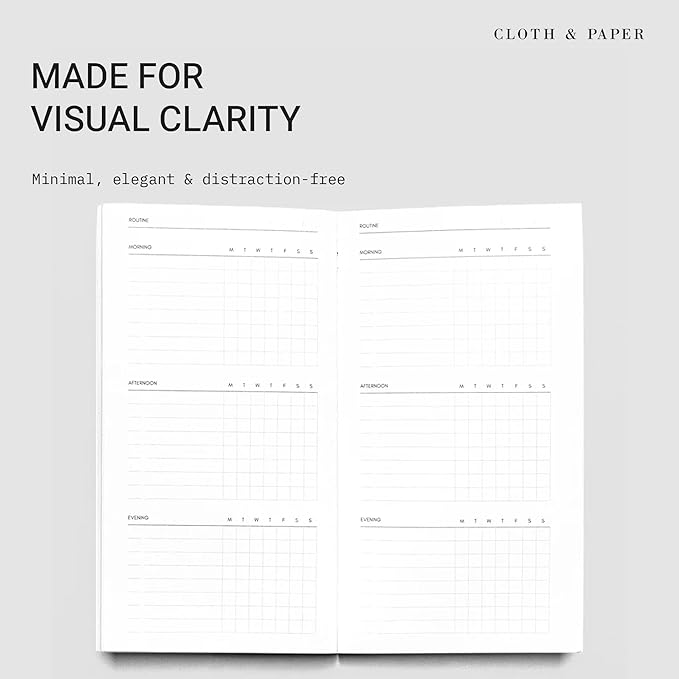 Cloth & Paper Travel Notebook | Routine Builder Planner – Beignet | Pocket Plus Habit Tracker Notebook 3.2" x 6" | Routine Planner for Habit Tracking, Goals & Daily Productivity – Soft Touch Cover