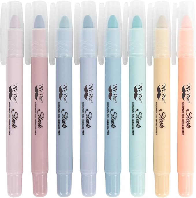 Mr. Pen- No Bleed Gel Highlighters, Morandi Colors, 8 Pack, Bible Highlighters and Pens No Bleed, Bible Markers for Study, Journaling, School Supplies and Accessories