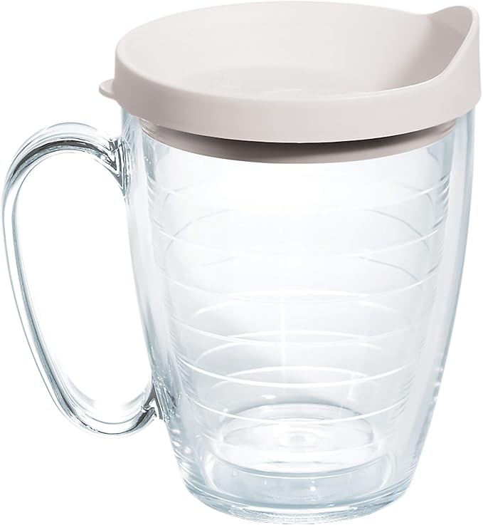 Tervis Clear & Colorful Lidded Made in USA Double Walled Insulated Tumbler Travel Cup Keeps Drinks Cold & Hot, 16oz Mug, White Lid