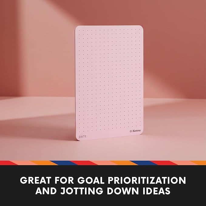Notsu Dotted Colored Note Cards 3x5 inch, 40 ct | Red Bullet Dot Grid Vertical Color Index Cards with Rounded Corners, Premium Thick Paper 350 gsm