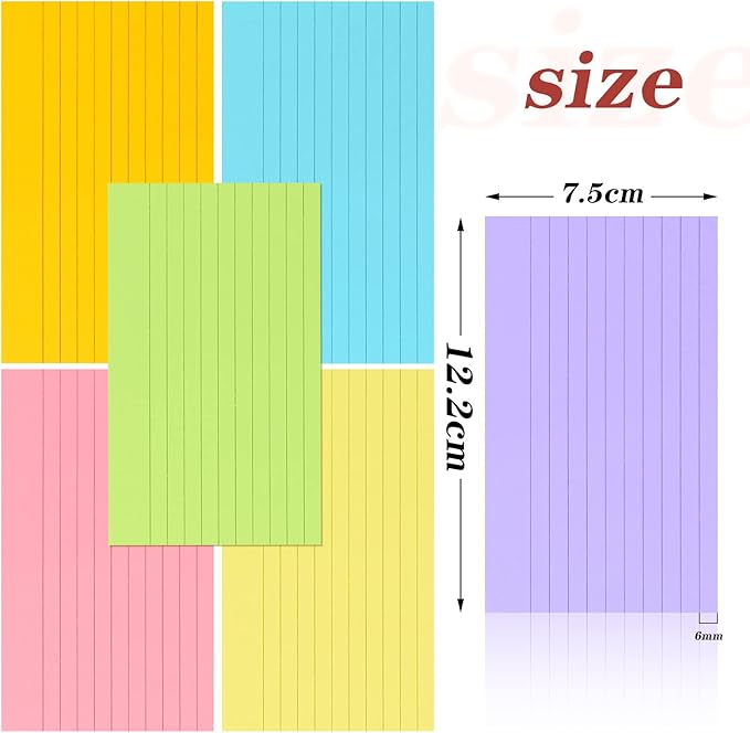 Tecmisse 1200 Pcs Ruled Index Cards, 3x5 Inches Colorful Index Cards Bulk, Heavy Colored Note Cards, Study Cards for School, Learning, Memo Scratch Pad, 6 Colors Notecards (1200)
