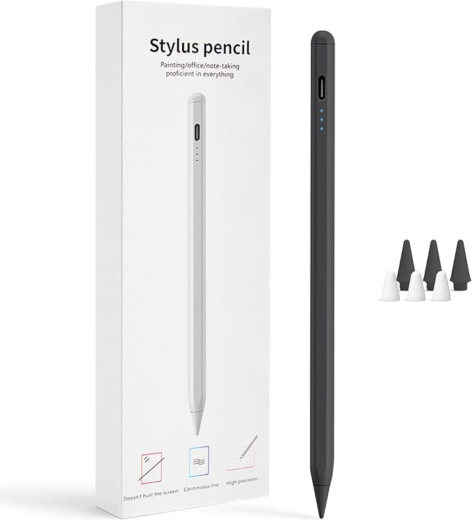 Stylus Pen for iPad 2018-2026, 2X Fast Charge Active Pencil with Tilt Sensitivity & Palm Rejection, iPad 11/10/9/8/7/6/A16, Air M4/M3/M2, Pro M5/M4, Mini 7/6/5 (Black)