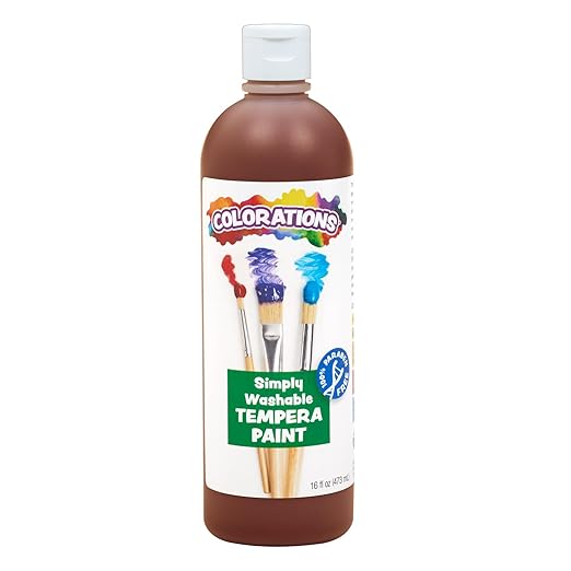 Colorations WSTBR Washable Tempera Paint, 16 fl oz, Brown, Non Toxic, Vibrant, Bold, Kids Paint, Craft, Hobby, Fun, Art Supplies