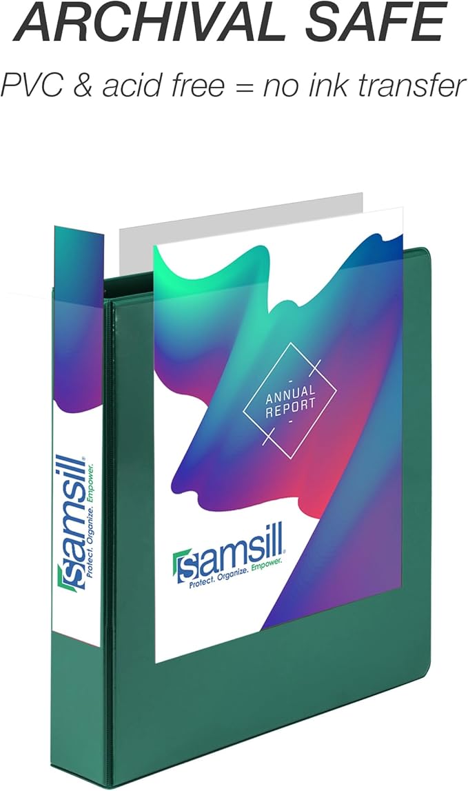 Samsill 1.5 Inch 3 Ring Binder, Economy Round Ring, Clear View Cover, 325 Sheet Capacity - for School, Home, Office - Forsest Green